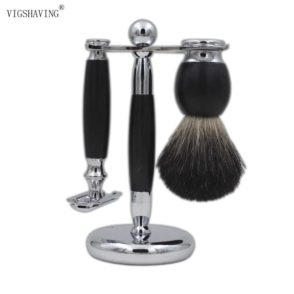 Vigshaving эбенового дерева Черный барсук волос Кисточки для бритья и Детская