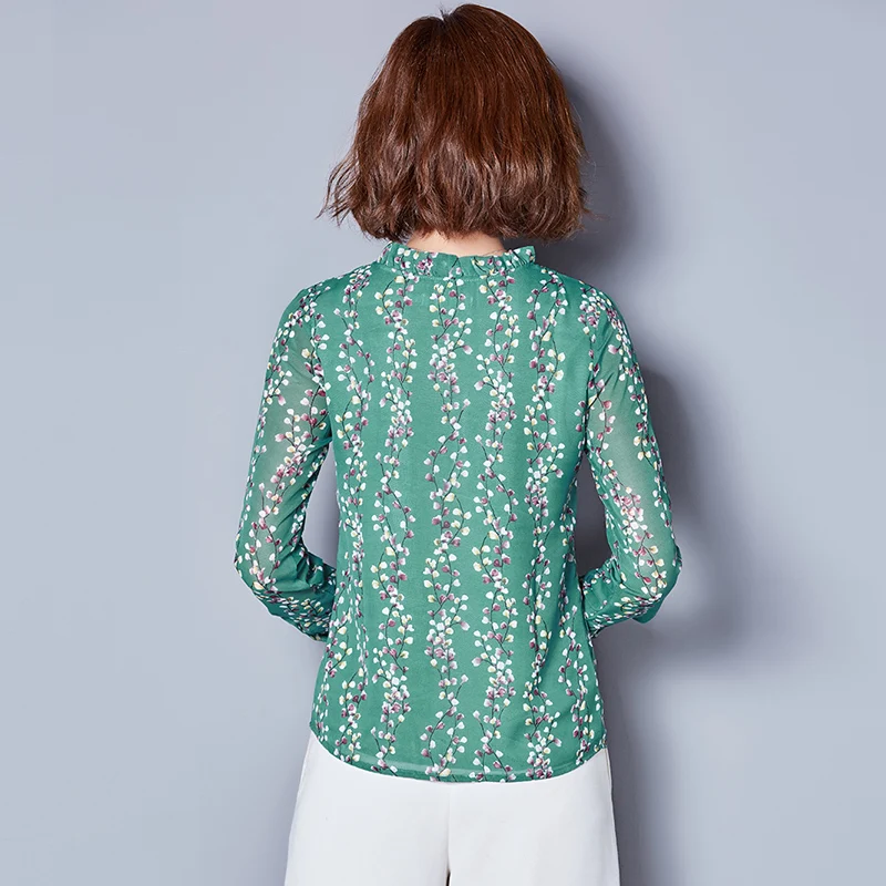 2017 Для женщин осень модная блуза Новый корейский стиль с цветочным принтом S