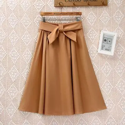 2Khaki Прямая поставка юбки женские плиссированные длинные черные миди с высокой талией Faldas Mujer Moda корейский стиль, лоскутные пояса Весна Лето Белый - Цвет: 2Khaki