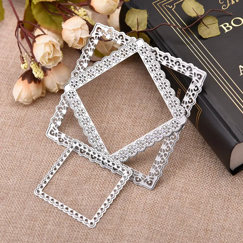 3pcs/set Hollow Square Metal Cutting Dies and Stamps for DIY Scrapbooking Photo/Album Decorative Embossing Paper Card Stencils | Дом и сад