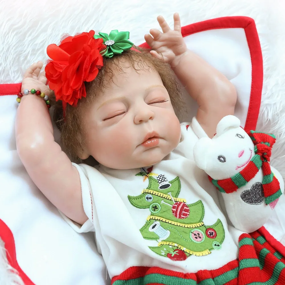 

High quality 57cm full silicone body reborn babies dolls toys real sleeping newborn baby can enter water children lover gift