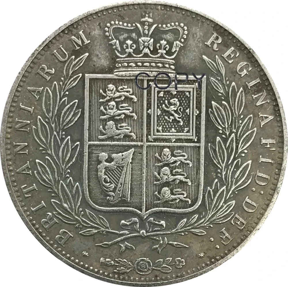 1876 Великобритания 1/2 Корона коллекционные предметы Мельхиор Посеребренная копия