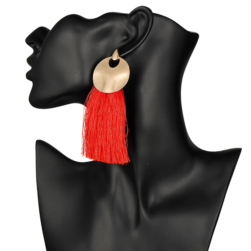 Bohemian Big Tassel Drop Earrings For Women Vintage Golden Round Fringe Earring Handmade Brincos Fashion Female Jewelry | Украшения и