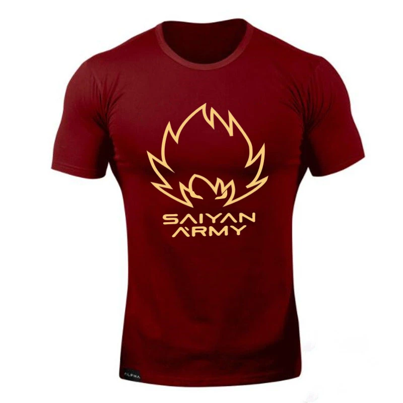 Super Saiyan Goku Training Camouflage T Shirt Summer Dragon Ball Men Military T-shirts Raglan Football Sports Short T shirt - Цвет: winered