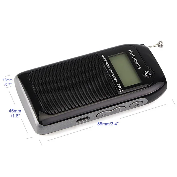 2 шт. RETEKESS PR12 AM FM мини портативное радио портативное карманное радио приемник с MP3-плеером Поддержка Micro USB карты для прогулок