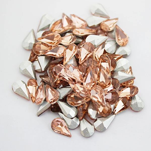 Светильник персикового цвета украшенные стразами Стразы Non Hotfix 6*10 мм 10 шт Круглые