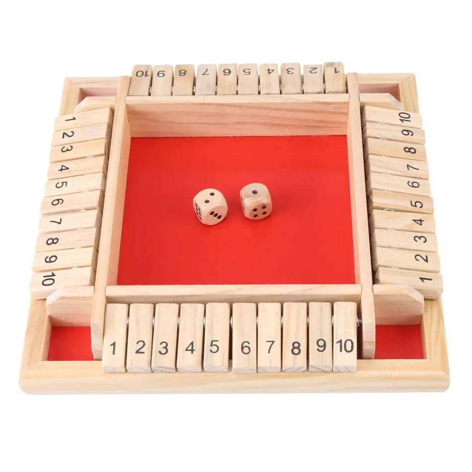 Настольная игра с играми Shut The Box набор 4-сторонних деревянных щитков и кубиков 10