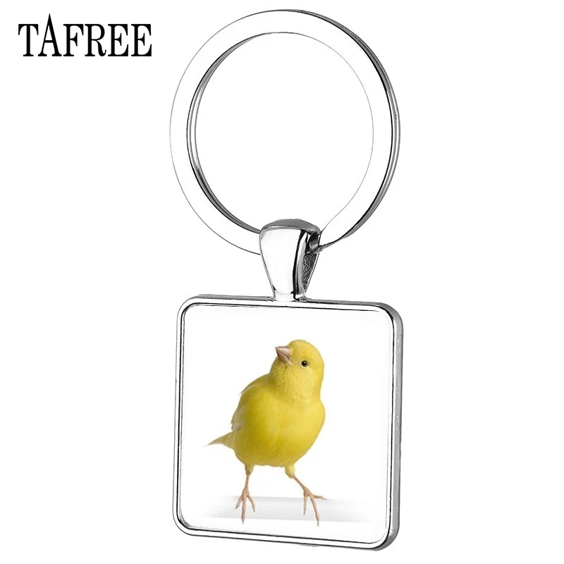 TAFREE Новое поступление милые желтые Канарские птицы квадратная Подвеска Брелки уникальная картина бижутерия со стеклянными кабошонами для мужчин подарок CA35 - Цвет: CA25