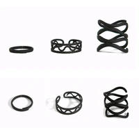 3 pcsset matting paint black bent rings combined opening knuckle rings for women