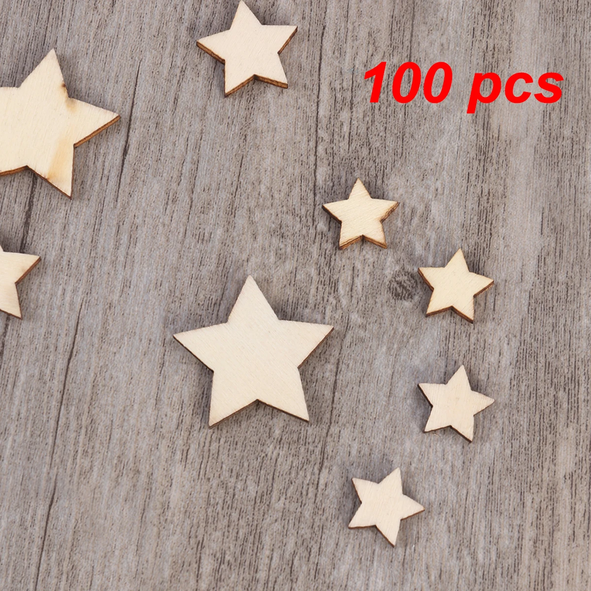 100 шт. необработанные деревянные звезды разного размера диски с вырезами для