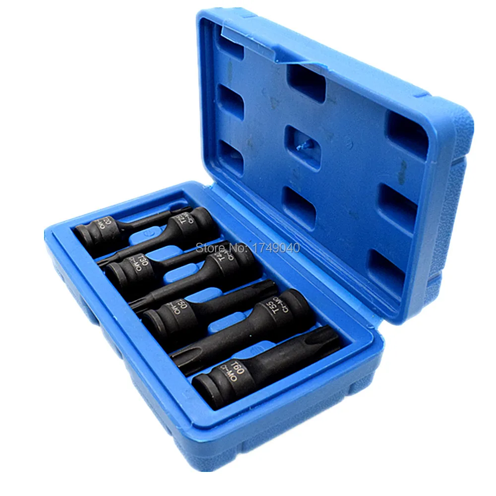 Ударные сверла Torx Star Socket 7 шт. набор 3/" Квадратный привод T20 T25 T30 T40 T50 T55 T60 хромированная молибденовая сталь торцевые биты длиной 60 мм