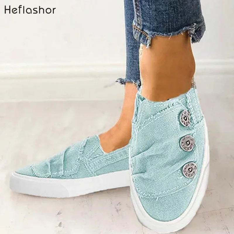 HEFLASHOR/Женская обувь; Новинка года; Модная Джинсовая женская повседневная обувь; Femme tenis feminino; парусиновая обувь; женские кроссовки