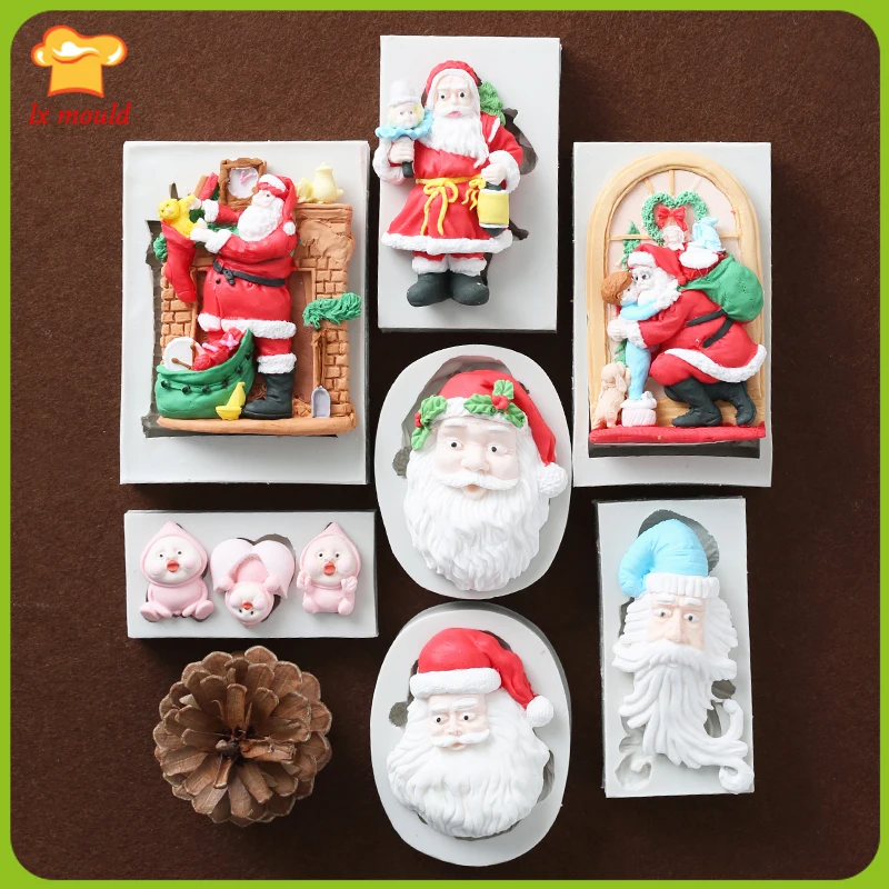 

New Christmas Fondant Silicone Mould Santa Mold Christmas Day Series Silicone Moulds Christmas Mould