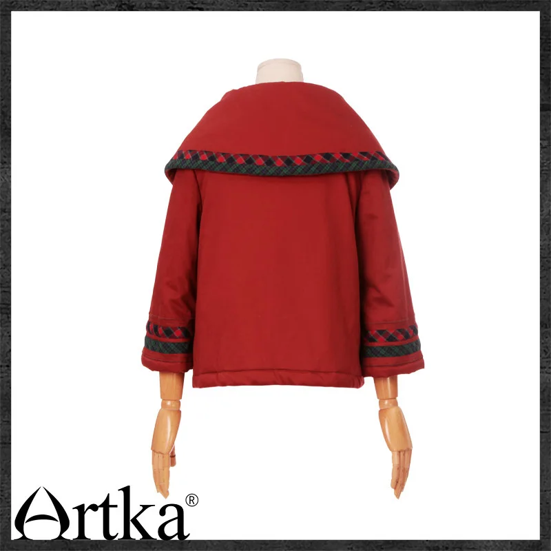 Artka 2015 женская ретро новая коллекция зимней одежды отложным воротником рукавом