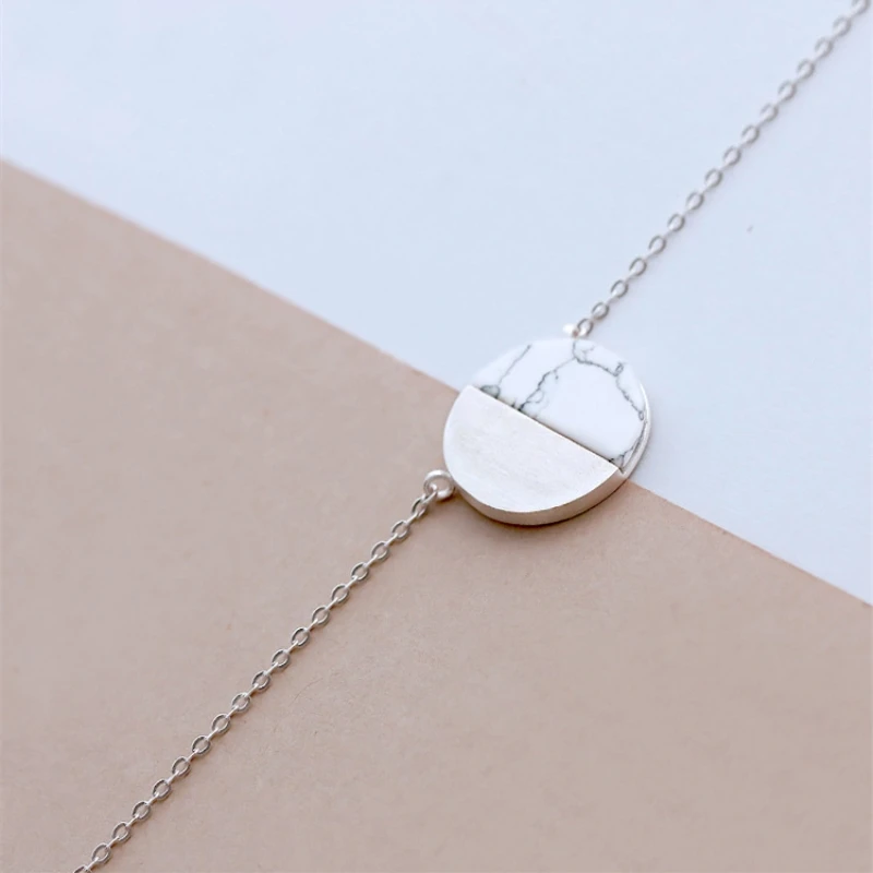 

Round Card Korean 925 Sterling Silver Temperament Personality Fashion Female Jewelry Necklace SNE034