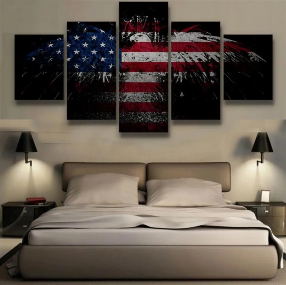 Патриотические Bald American Eagle 5P картины печать на холсте HD Абстрактная Картина