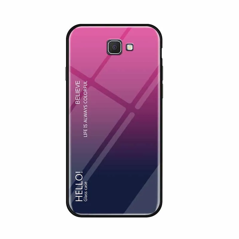 For Samsung Galaxy J5 Prime Case Fashion Gradient Tempered Glass Cases J7 Slim Back Cover Shockproof |