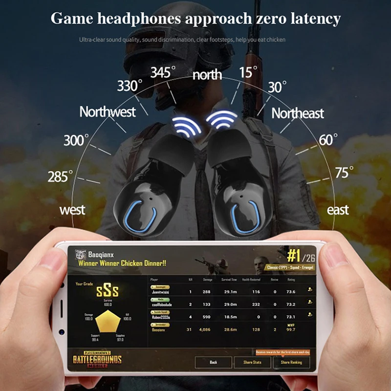 TWS наушники Bluetooth 5 0 беспроводные свободные руки спортивные игровая гарнитура для