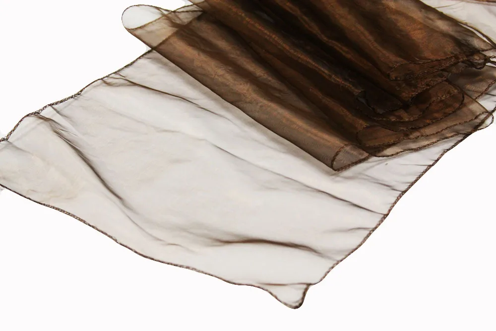 Brown WedFavor 10 шт. 30x275 см Прозрачные скатерти из органзы для вечерние банкетные свадебные украшения стола гостиничные принадлежности для мероприятий - Цвет: Brown