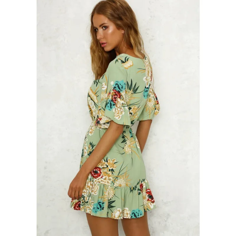 Для женщин элегантный цветок Вечернее Платье с принтом короткий рукав круглым