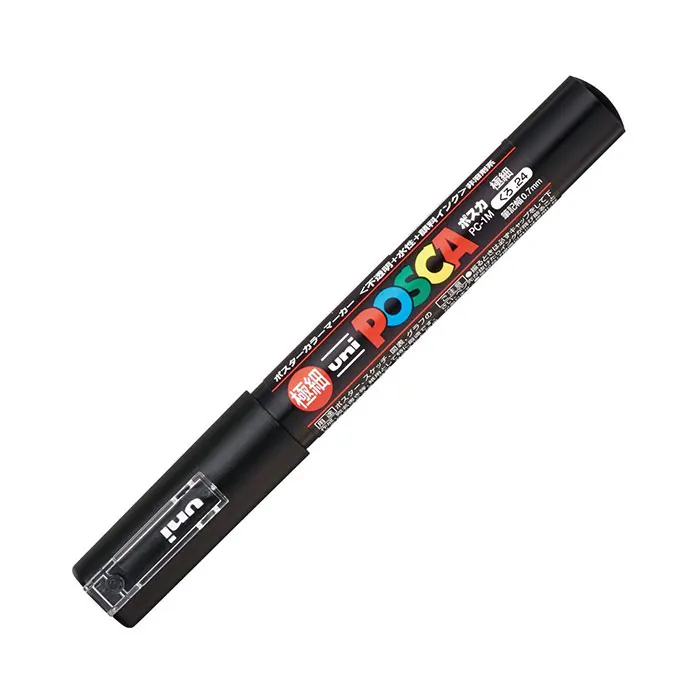 2 шт./лот, UNI Mitsubishi Posca, PC-1M, 0,7 мм, маркер для рисования, очень тонкий, на водной основе, круглый наконечник, 14 цветов, ручка для рисования, маркеры для творчества - Цвет: 2pcs black UNI PC-1M