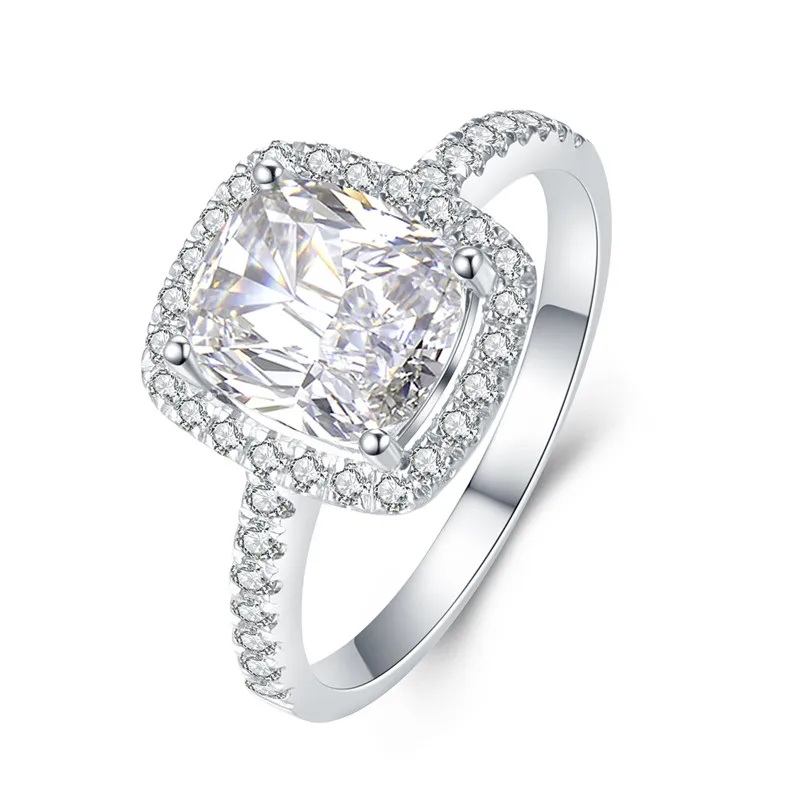 Женские обручальные кольца CC прямоугольное обручальное кольцо Бижу из серебра 925