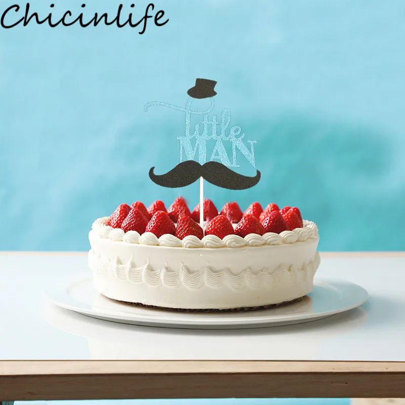 Chicinlife 1 шт. синие усы маленький человек торт Топпер мальчик С Днем Рождения