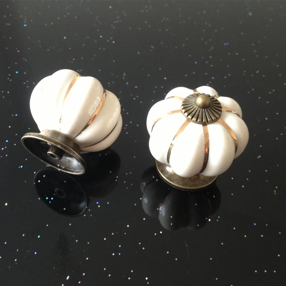 8 шт./компл. белый Европа Керамика тыквы дверную ручку ящика шкафа Кухня шкаф