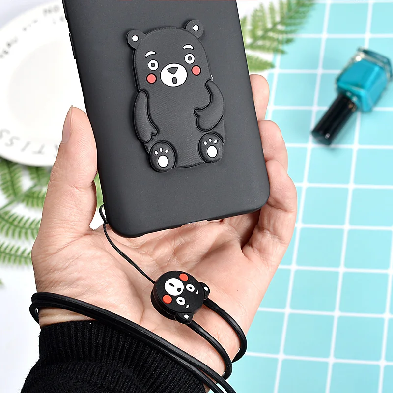 Case For Xiaomi Mi 6 Mi6 5.15&quot 3D Kawaii Kumamon Cute Stupid Bear Back Cover Xiomi Candy Lovely Silicone Cartoon Soft Lanyard |