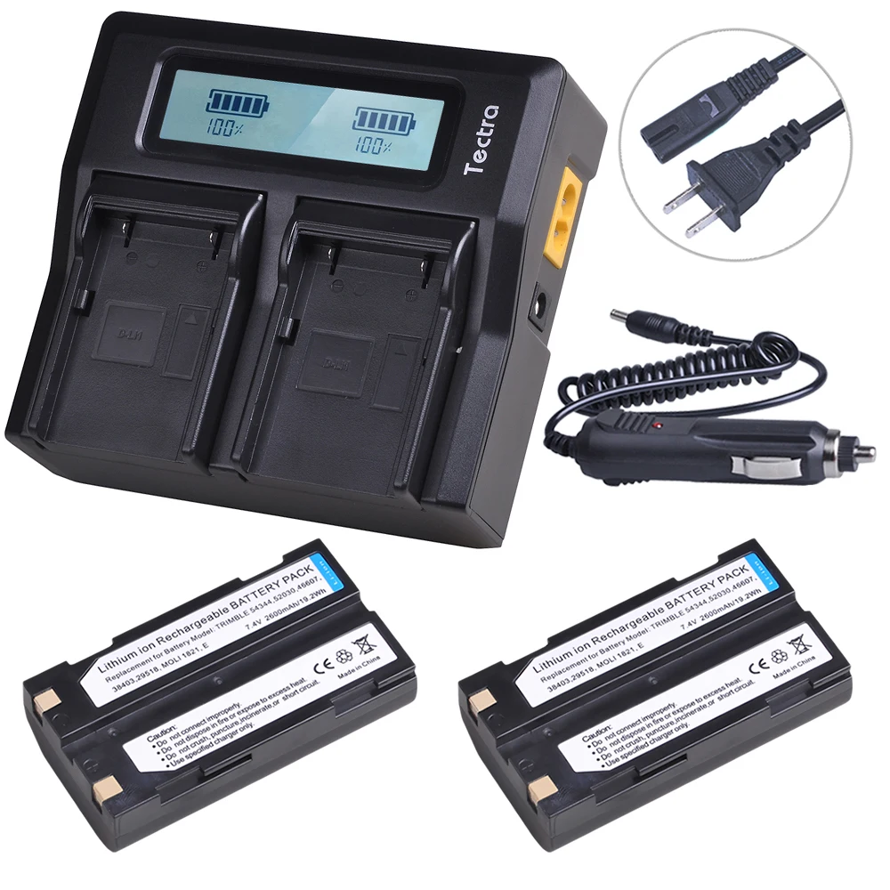2 шт 2600mAh 54344 батарея + быстрое двойное зарядное устройство LCD для Trimble 29518 46607 52030 38403