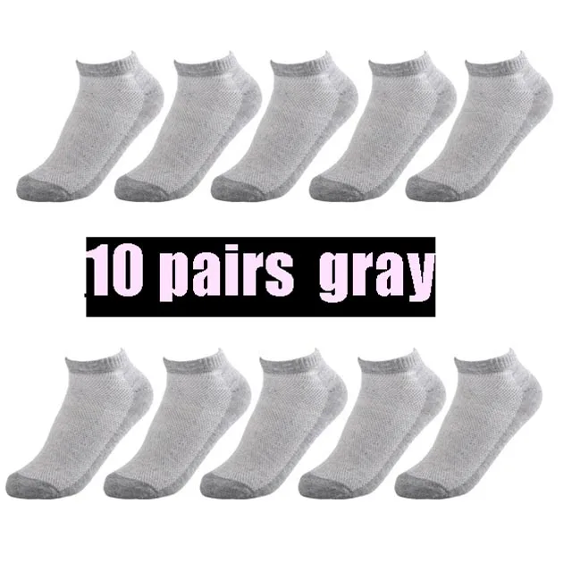 10 pairs of gray 20 шт = 10 пар, летние мужские сетчатые носки, невидимые нейлоновые носки до лодыжки, мужские белые дышащие тонкие лодочкой носки, европейские размеры 38-43, низкая цена - Цвет: 10 pairs of gray