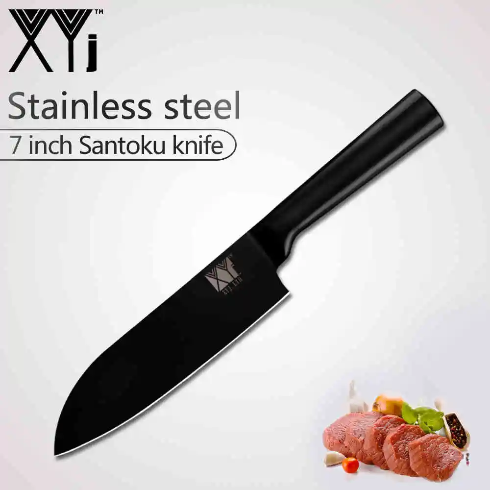 E.7santoku knife XYj набор кухонных ножей из нержавеющей стали, все черные " утилита 6,5" кухонные Точилки " Santoku точилка для ножей держатель для бара - Цвет: E.7santoku knife