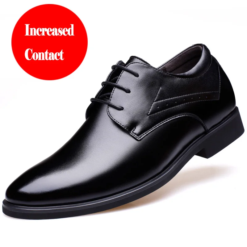 Height Black Misalwa/мужские свадебные туфли, визуально увеличивающие рост; Новинка года; деловая кожаная мужская классическая обувь черного цвета на шнуровке; Прямая поставка - Цвет: Height Black