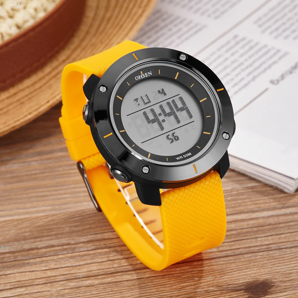 OHSEN цифровой бренд спортивные часы мужские наручные будильник дата секундомер