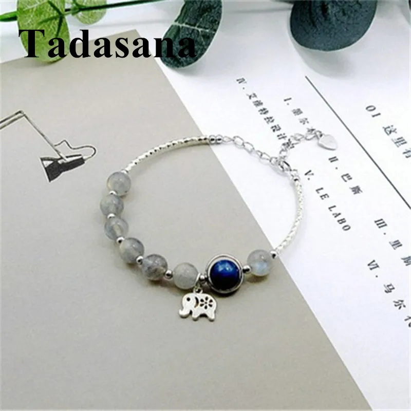 Женский кианитовый камень браслет из лунного камня с подвеской в виде слона