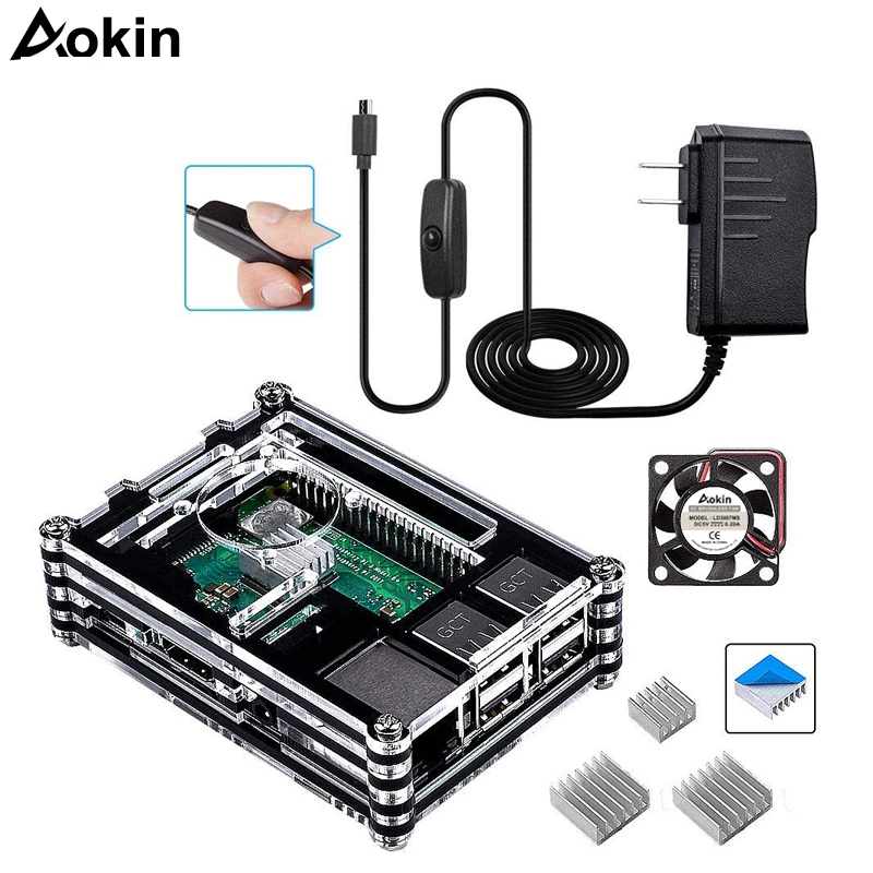 Raspberry pi 3 чехол/вентилятор/радиатор/зарядное устройство 5В 2.5A блок питания с