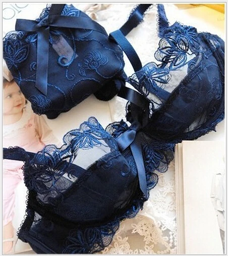 Сексуальная прозрачная кружевной бюстгальтер установлен регулируемый вышивка 90