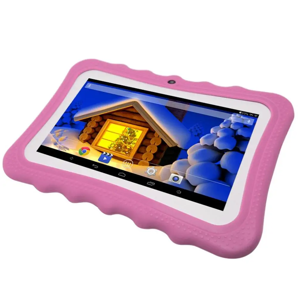 Pink Onleny 7 дюймов Q7 A33 четырехъядерный 512 МБ+ 4 Гб Android 4,4 Детский планшетный ПК с Bluetooth 1024x600 Двойная камера с силиконовый чехол - Цвет: Pink