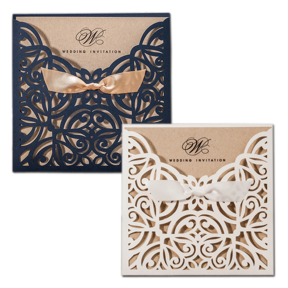 1 шт. пустые синие и белые квадратные свадебные пригласительные открытки с