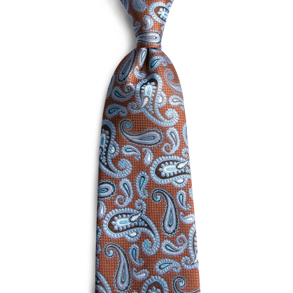 DiBanGu коричневые небесно голубые галстуки Пейсли мужской галстук модный