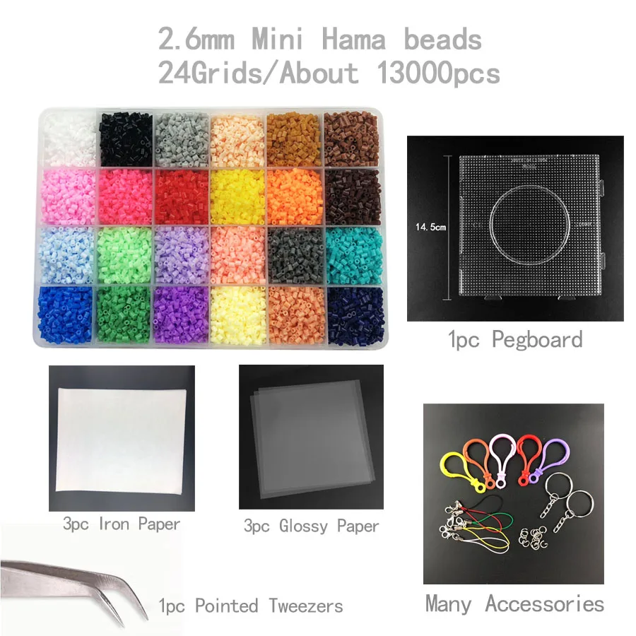 

24 Color 2.6mm PUPUKOU Bead 13000pcs with template tool Hama Beads set for Children Educational jigsaw puzzle DIY Toys Fuse Bea