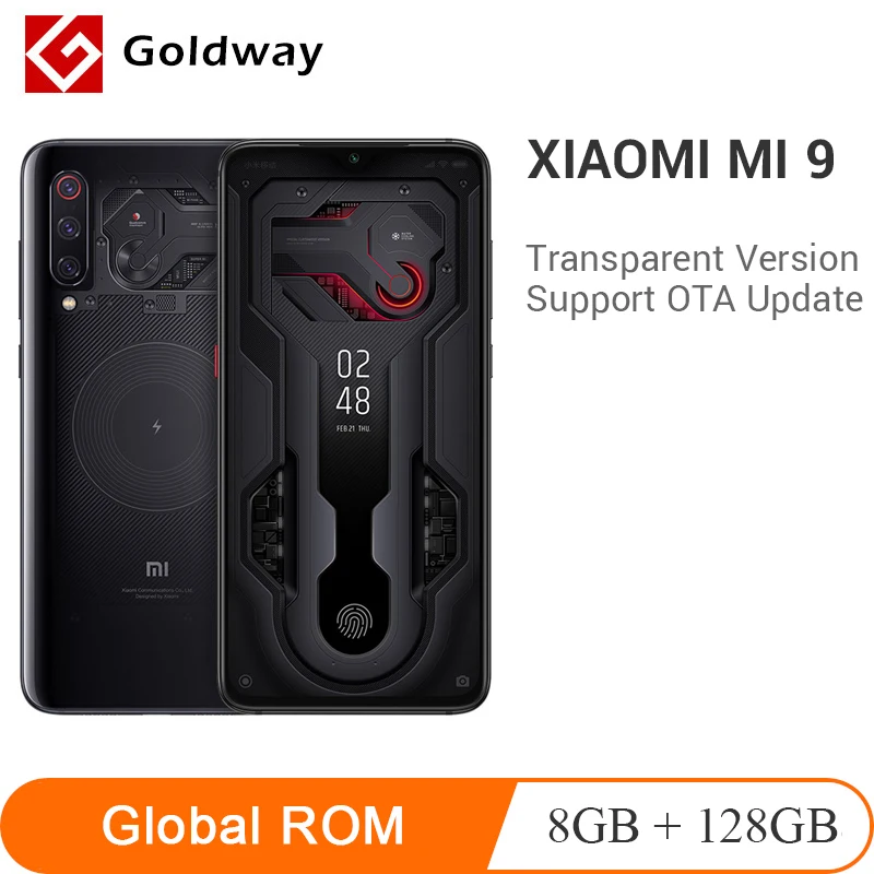 Global rom Xiaomi mi 9 mi 9, прозрачный, 8 ГБ ОЗУ, 128 Гб ПЗУ, Смартфон Snapdragon 855, 6,39 дюйма, 48мп, тройная задняя камера, мобильный телефон