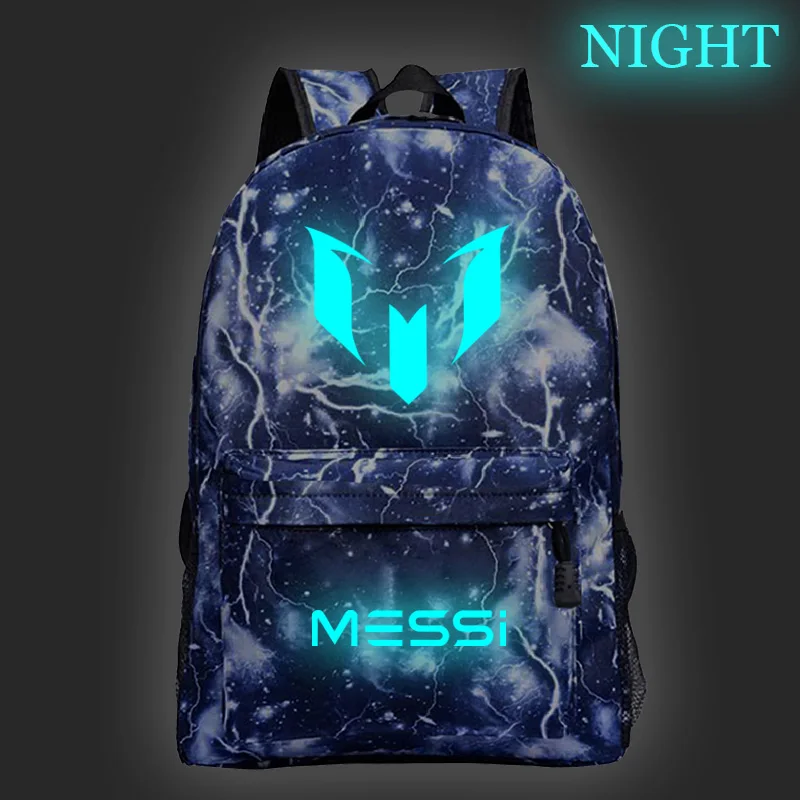 Luminous Galaxy FootBall Star Messi Boy School bag Women Bagpack Teenagers Schoolbags Men Children Student Backpacks - Цвет: 04