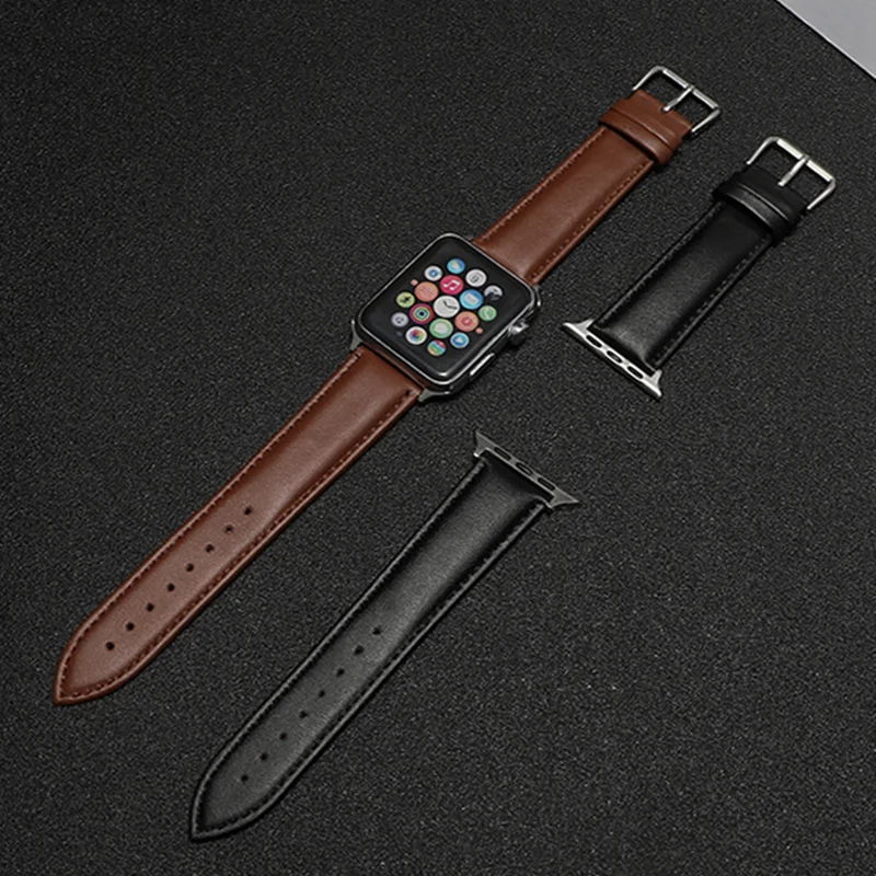 Мягкий спортивный ремешок из натуральной кожи для Apple Watch 4 3 2 1 38 мм 42 резиновый Iwatch