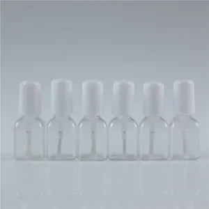 10 шт.партия 5g Мини милый прозрачный пластиковый пустой квадратный полированный флакон для ногтей с белой крышкой кисточкой пластиковый флакон для ногтей для детей