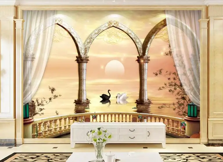 Custom living room 3d wallpaper Roman column balcony for walls 3 d photo TV backdrop | Обустройство дома