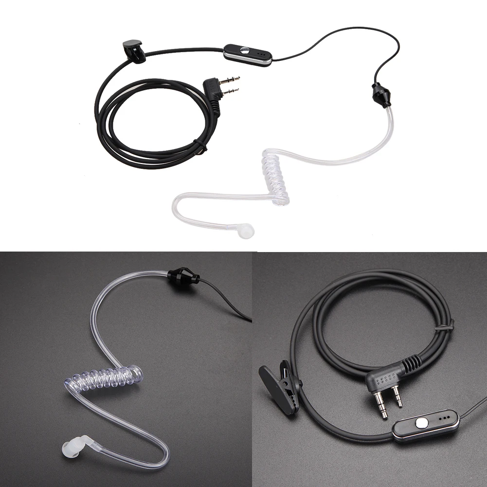 Черные 2-контактные акустические трубки PTT MIC наушники для Baofeng Walkie Talkie Retevis
