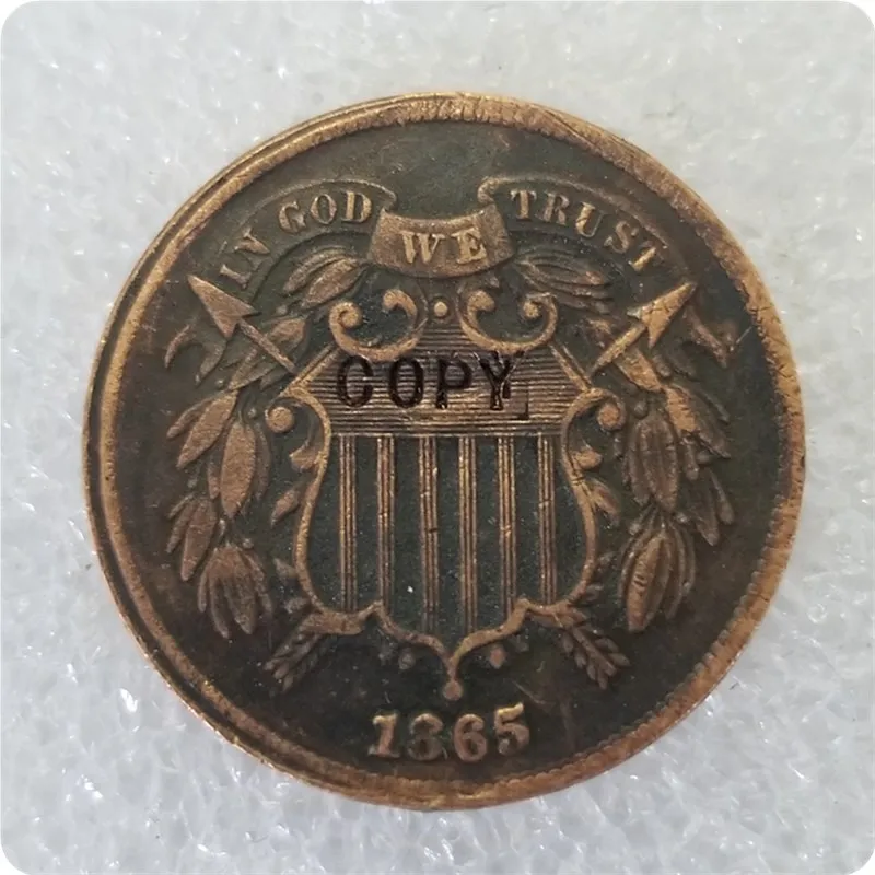 1865 США 1864-1873 два цента копия монеты - Цвет: 1865