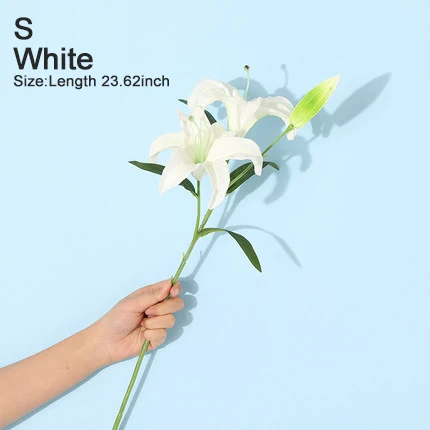 S White Xuanxiaotong большой искусственный PU Lilium цветы для дома декоративные наилучшие пожелания для мамы подарок настольные украшения высокое качество - Цвет: S White