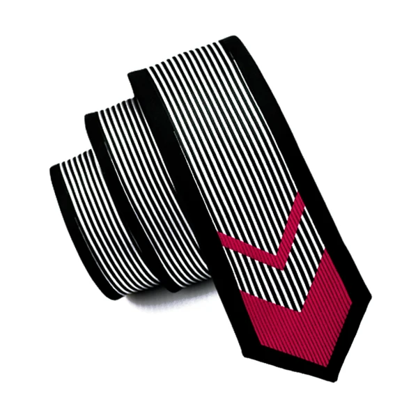 2017 модный тонкий галстук в черной оправе с серебряными полосками и красными